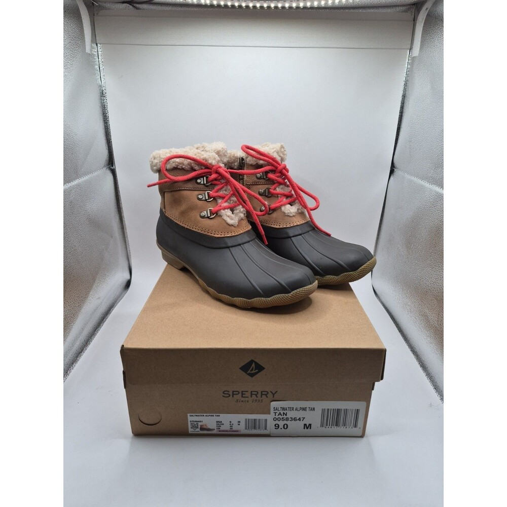 Sperry Saltwater Alpine Leather Duck Boots Tan Red Laces - Women’s Size X